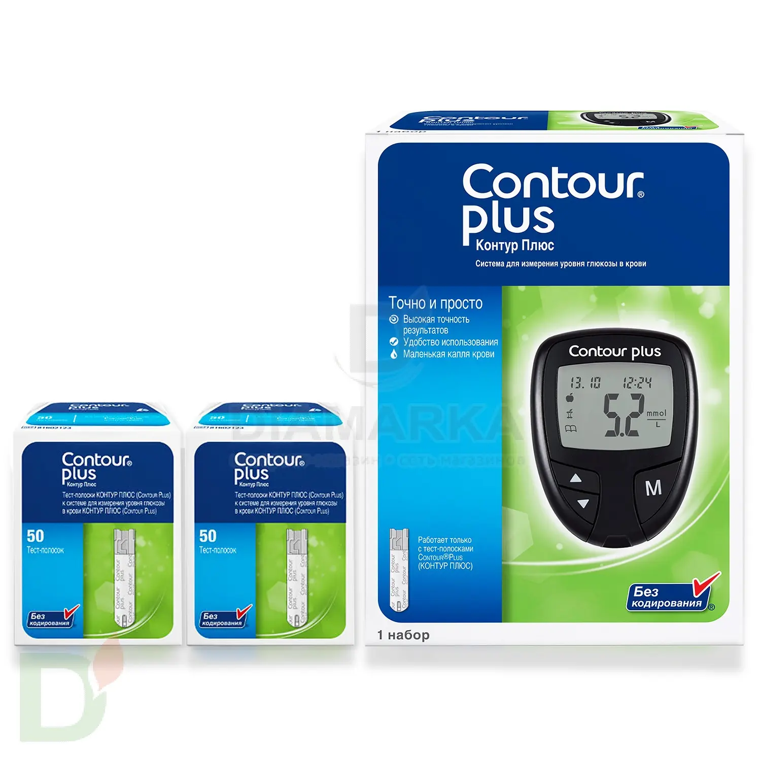 Глюкометр Контур Плюс СО СКИДКОЙ + 2 пачки тест-полосок № 50