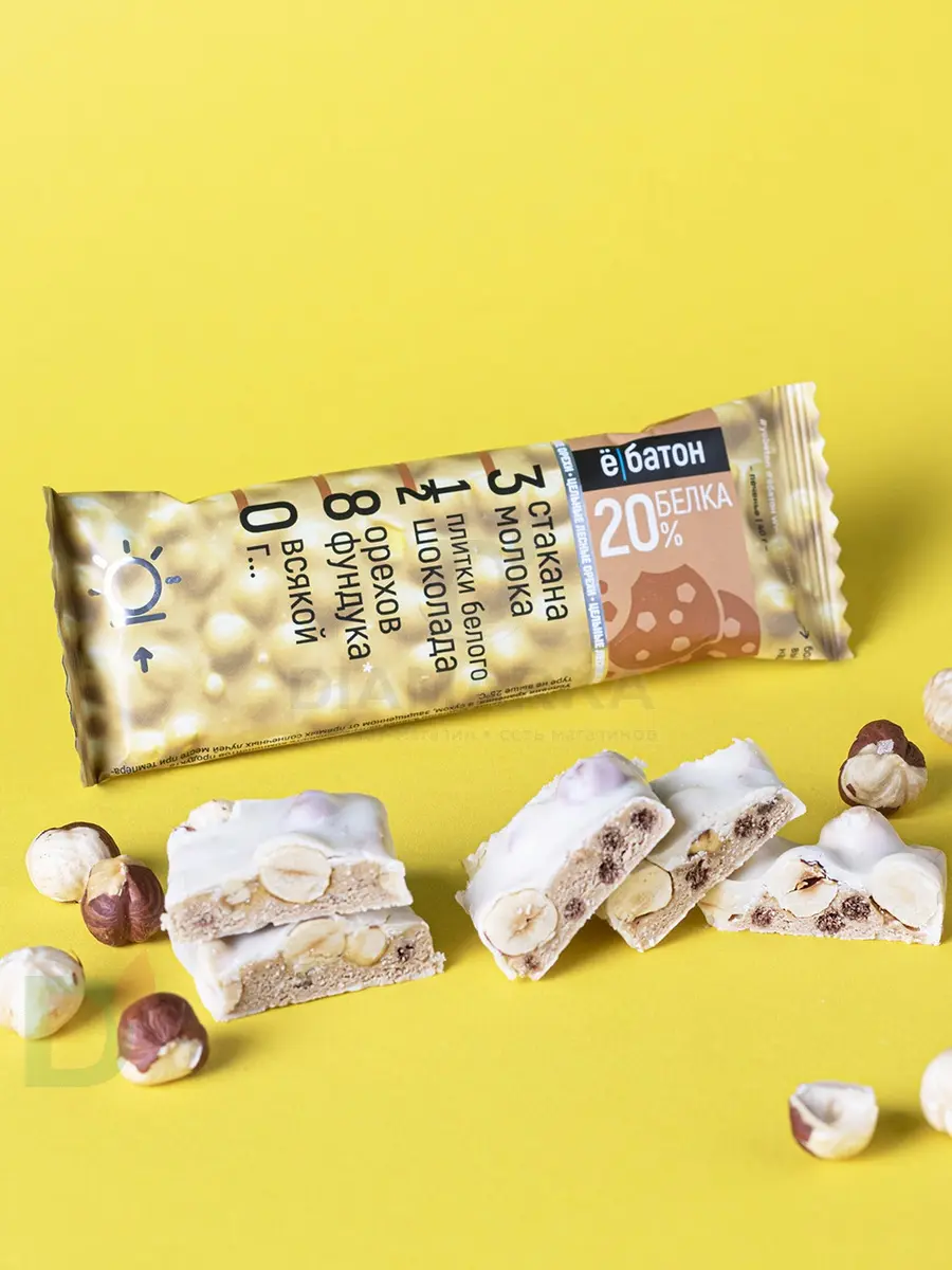 Батончик протеиновый Ё/батон "Лесной орех-Печенье" в белой глазури 40гр в Ставрополе
