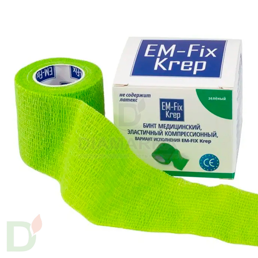 Бинт эластичный когезивный EM-fix krep Лайм, 5 см х 4,5 м в Ставрополе