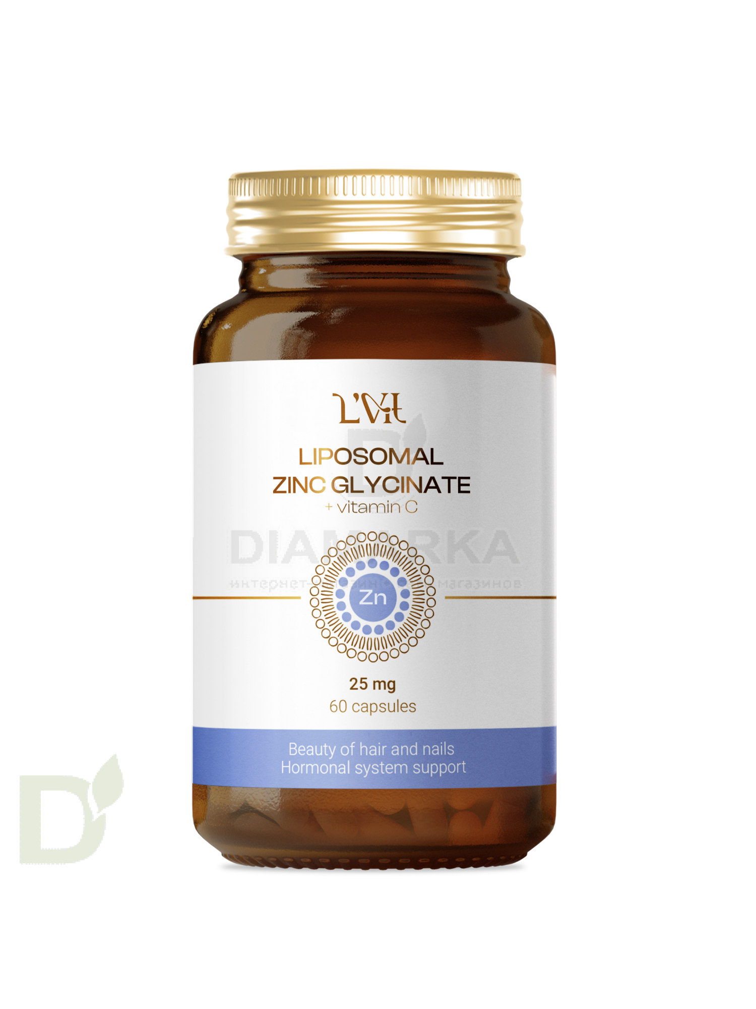 Витамины L'Vit Liposomal Zinc Glycinate + Vitamin C, 25 мг в 1 капсуле, 60 капс в Ставрополе