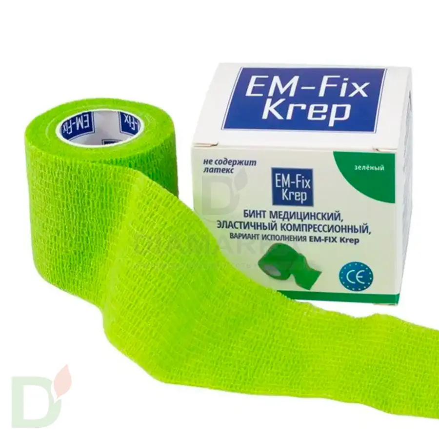 Бинт эластичный когезивный EM-fix krep Лайм, 5 см х 4,5 м в Ставрополе