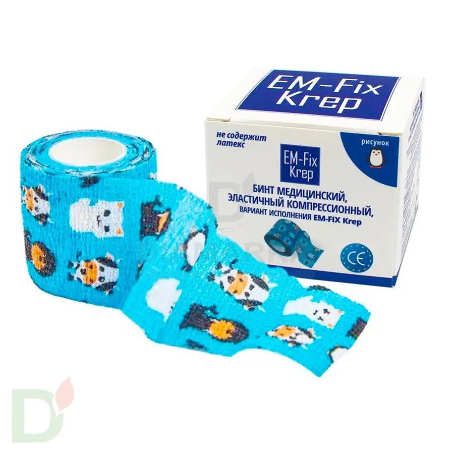 Бинт эластичный когезивный EM-fix krep Детский, 5см х 4,5м в Ставрополе
