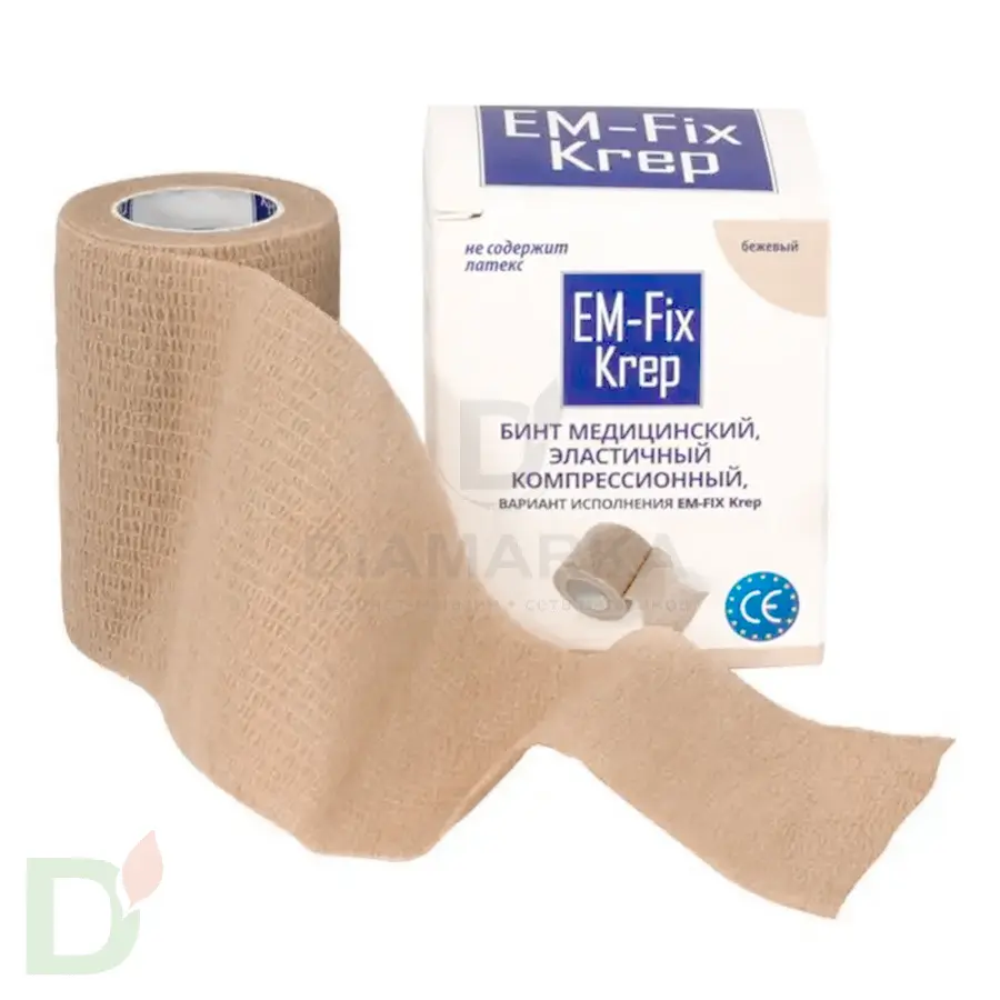 Бинт эластичный когезивный EM-Fix krep бежевый, 7,5 см х 4,5 м в Ставрополе