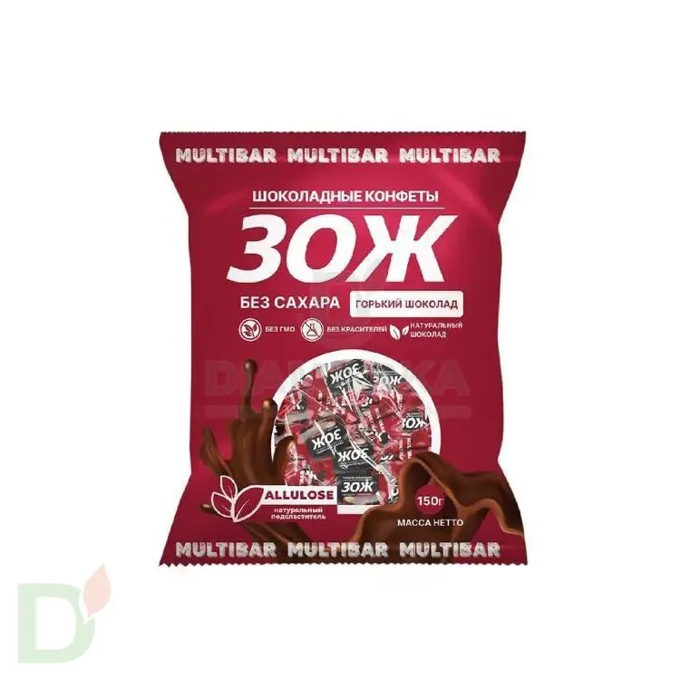 Конфеты ЗОЖ Мультибар горький шоколад 150гр